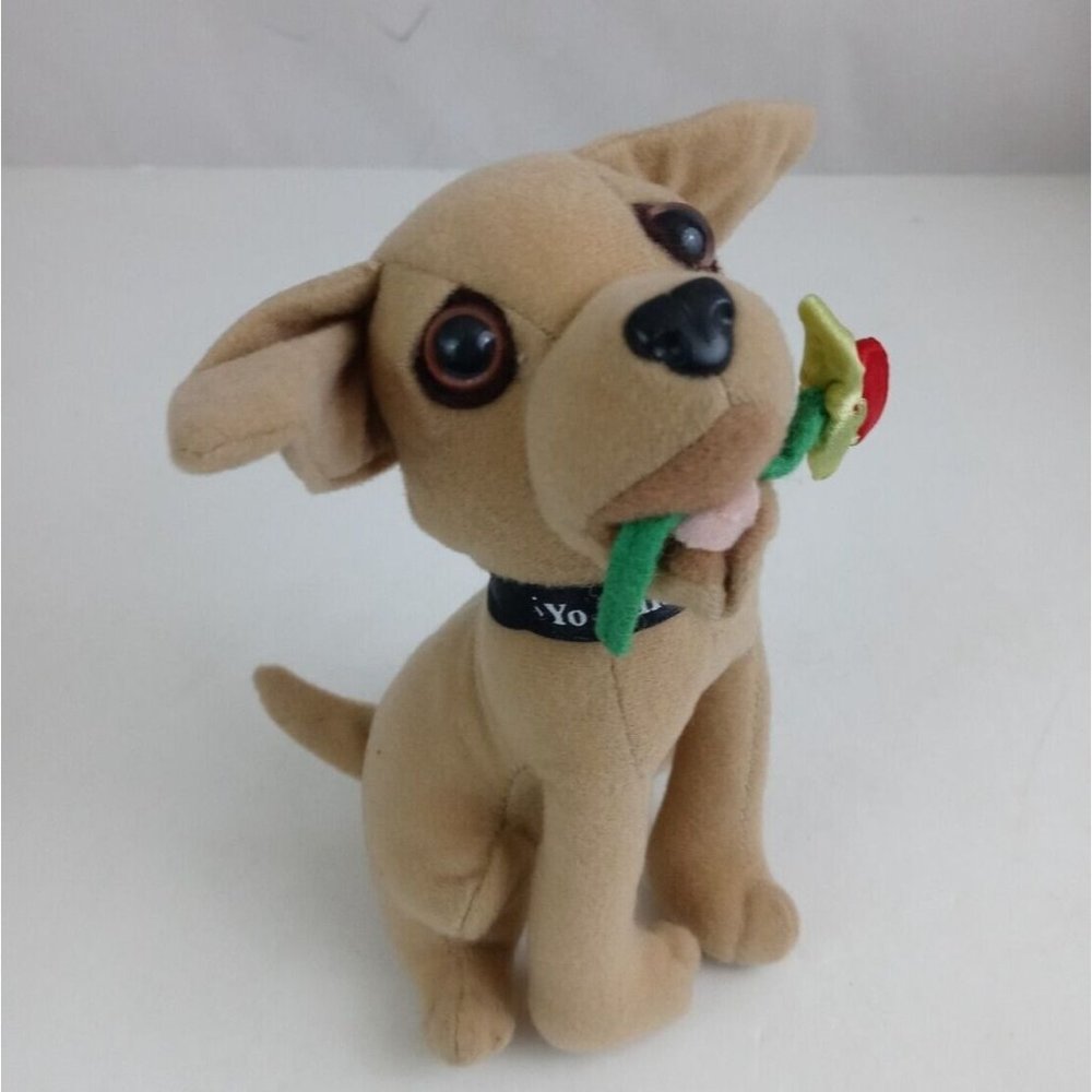 Vintage Applause Yo Quiero Taco Bell Dog Chihuahua With Rose In Mouth 6" Plush